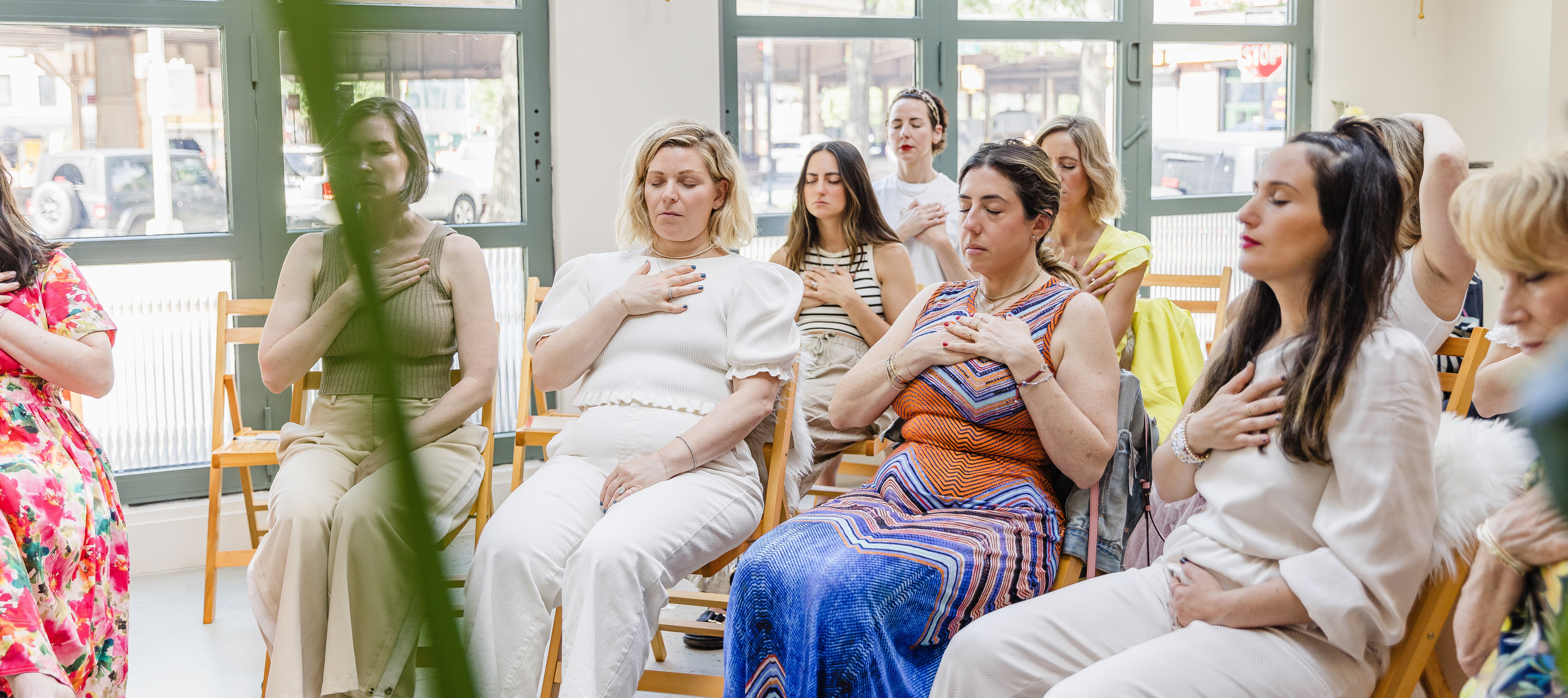 This Is Who I Am Now: Cultivate a Life of Confidence, Self-Care, and Fun Group of women in a meditation exercise