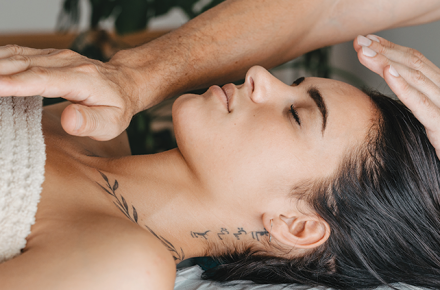 Woman receiving energy healing