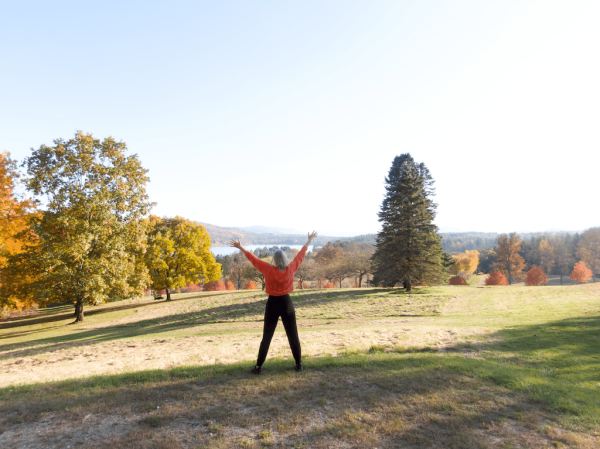 Outside hands in the air fall